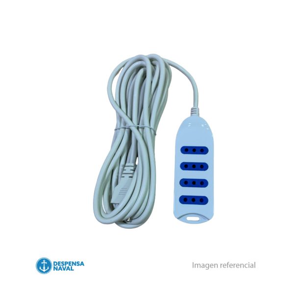Alargador Zapatilla 4 Salidas de 10 Amperes, Blanco 5 mts