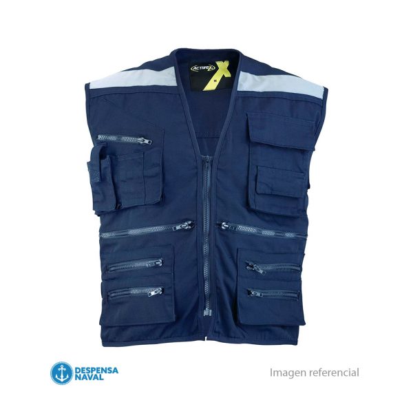 Chaleco Geologo Poplin Azul C/Reflectante T- XL